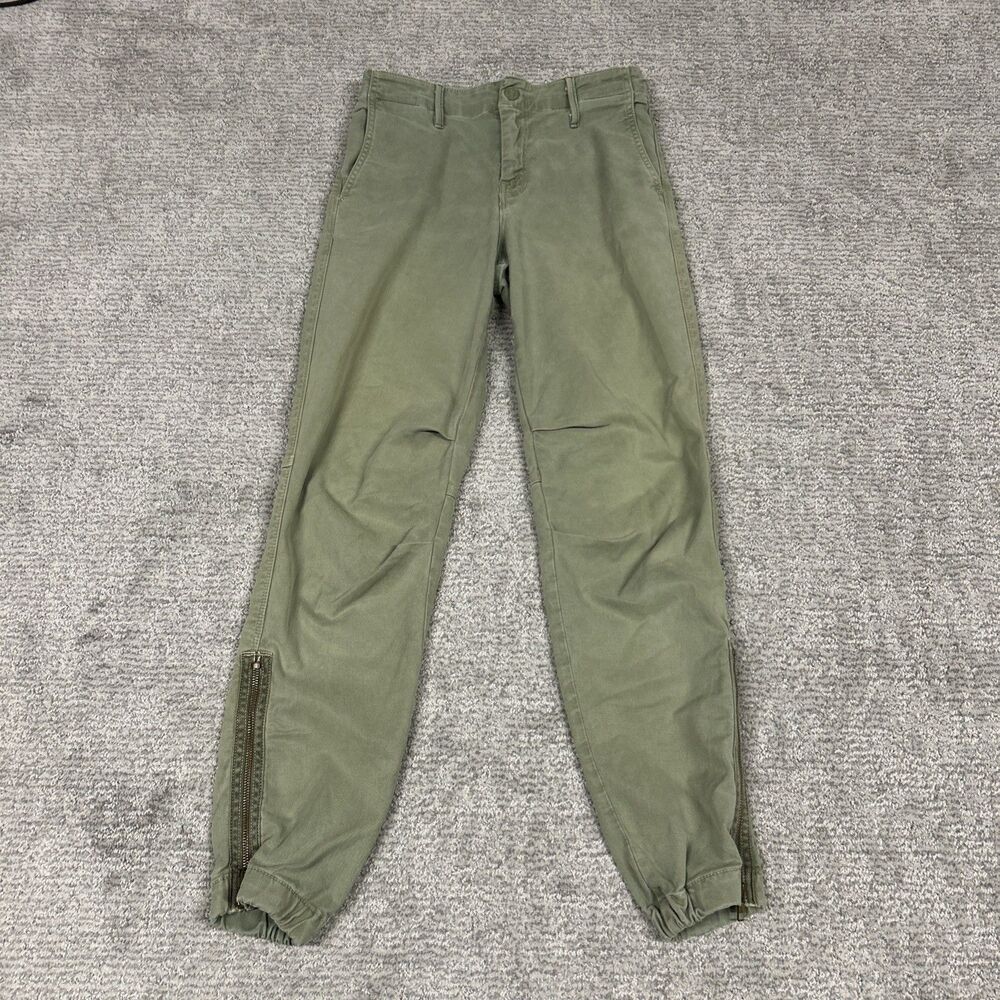 Mother Misfit Ankle Jogger Pants Womens 25 Olive Green Mid Rise Pockets Zippers